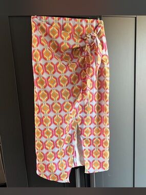 Aritzia Babaton Bello Geometric Wrap Skirt in Pink, Orange & Yellow Sz 00